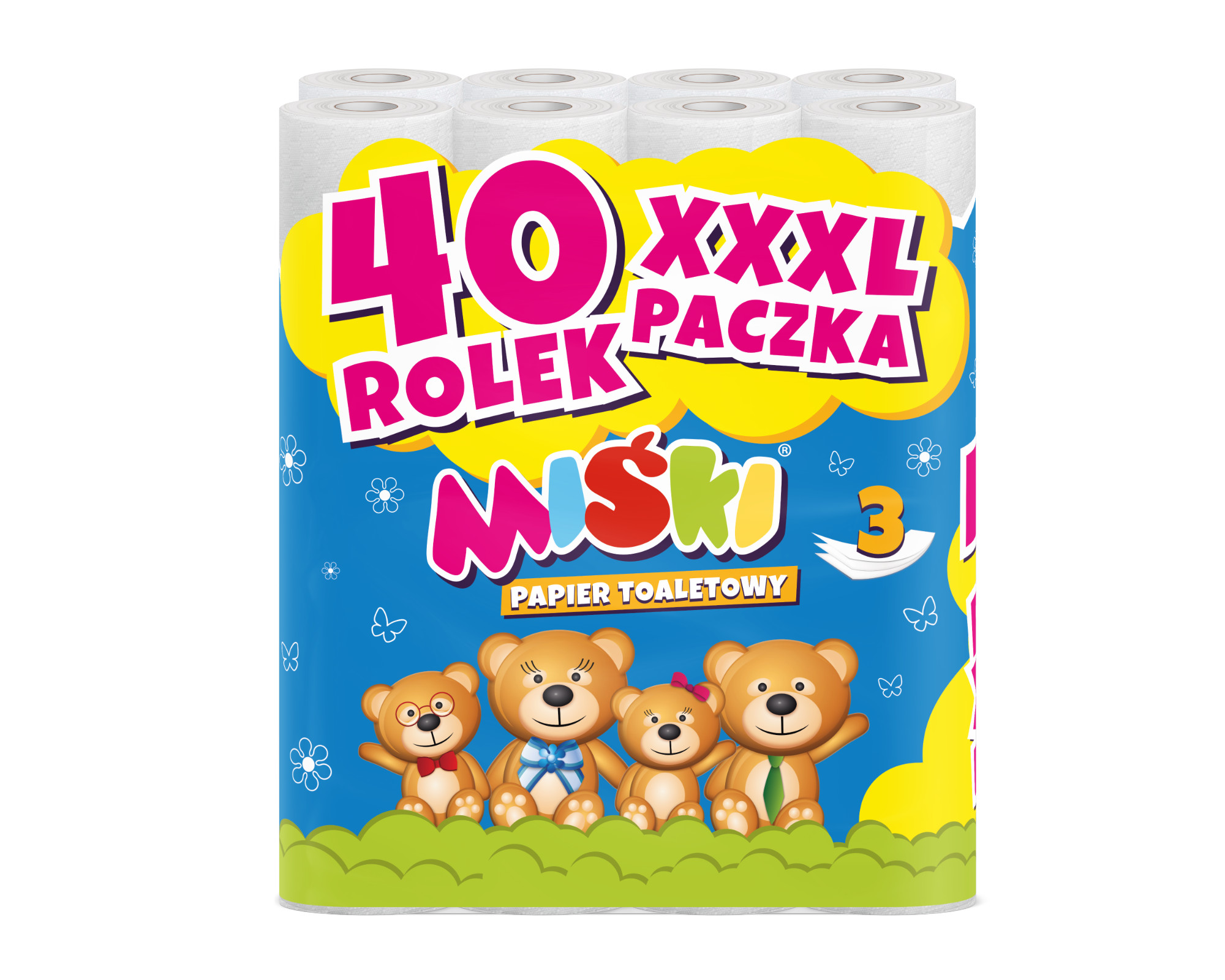 Toilet paper MIŚKI 3 plies 40 rolls